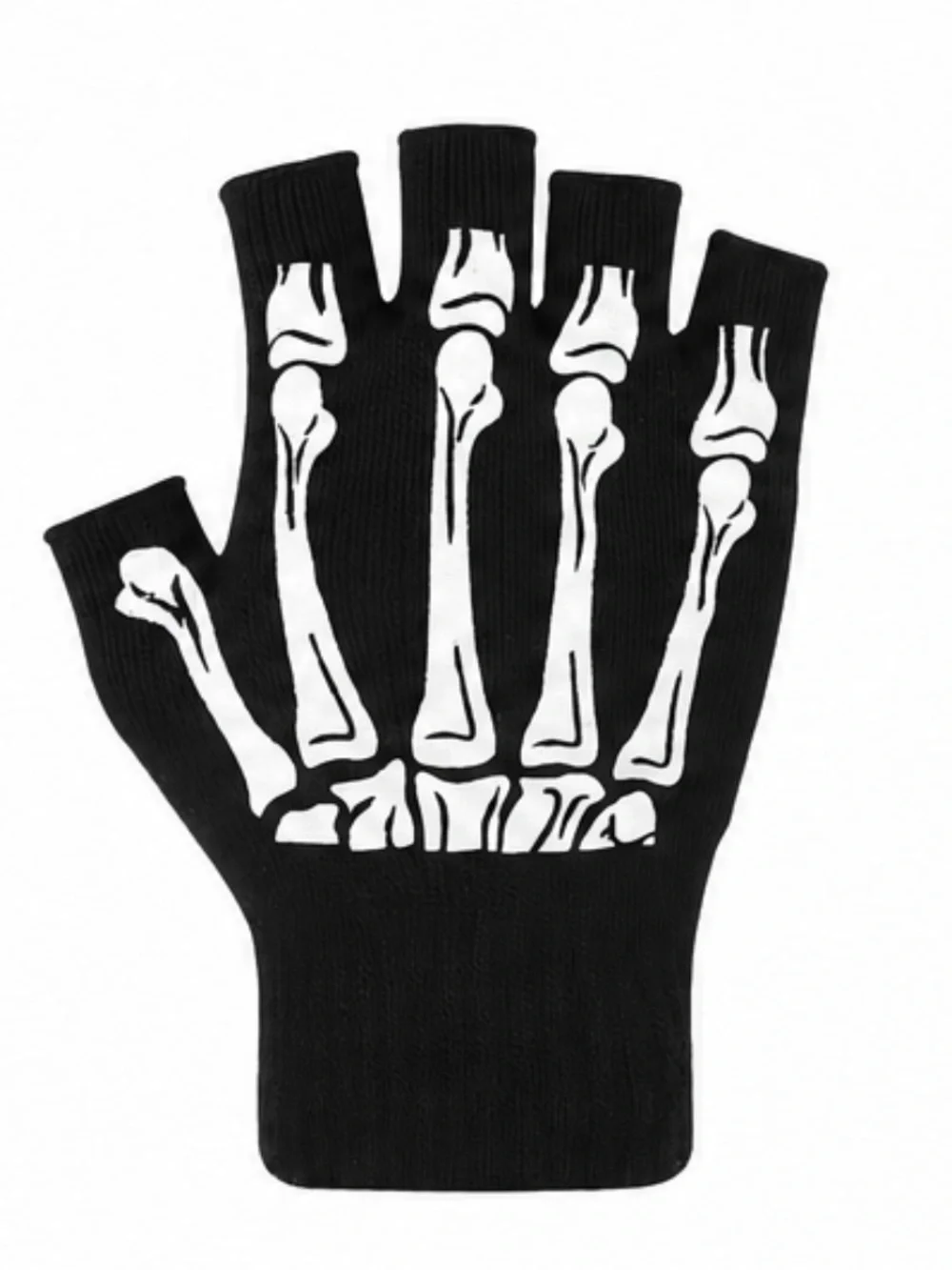 Skeleton Bone Glove Fingerless Mittens New